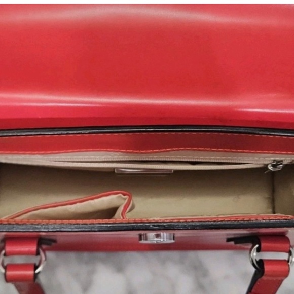 CYBER SPECIAL Red Italian Leather Cromia Handbag - Picture 4 of 12